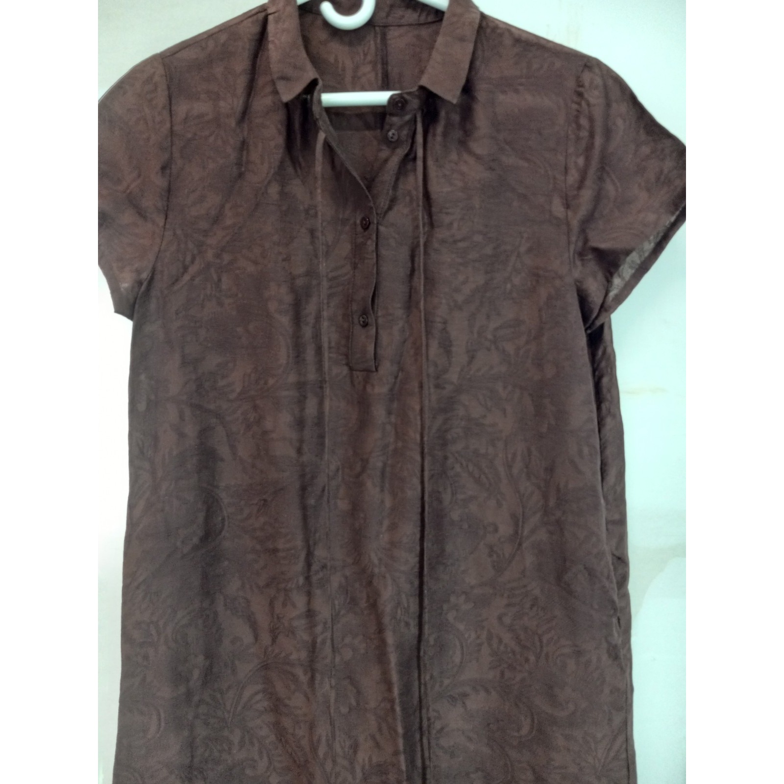 Fibflx Womens Brown Lyocell Linen Midi Dress Career Casual Shift Size Small — image 2 of 7
